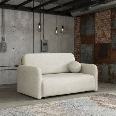 Viva Sun Iii Sofa Bed With Sleeping Function And Bedding Storage Metal Legs Chipboard Frame 150X103X85Cm Cream - image 1