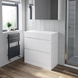 Aveli 800mm Bathroom Countertop Vanity Unit Floor Standing Drawers White Gloss - thumbnail 4