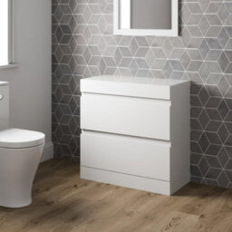 Aveli 800mm Bathroom Countertop Vanity Unit Floor Standing Drawers White Gloss - thumbnail 3