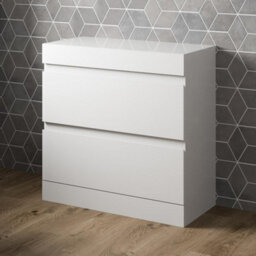 Aveli 800mm Bathroom Countertop Vanity Unit Floor Standing Drawers White Gloss - thumbnail 2