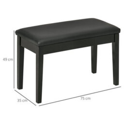 Wyld Haus Ziyo Black Faux Leather Piano Bench With Padded Seat And Storage - Compact Stool For Bedroom Hallway Living Room - thumbnail 5