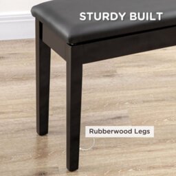Wyld Haus Ziyo Black Faux Leather Piano Bench With Padded Seat And Storage - Compact Stool For Bedroom Hallway Living Room - thumbnail 7