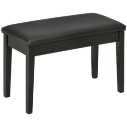 Wyld Haus Ziyo Black Faux Leather Piano Bench With Padded Seat And Storage - Compact Stool For Bedroom Hallway Living Room - thumbnail 3