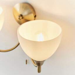 Anson Lighting Royal Antique Brass And Opal Glass 2 Light Wall Light - thumbnail 8