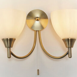 Anson Lighting Royal Antique Brass And Opal Glass 2 Light Wall Light - thumbnail 6