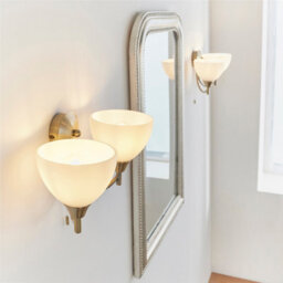 Anson Lighting Royal Antique Brass And Opal Glass 2 Light Wall Light - thumbnail 5