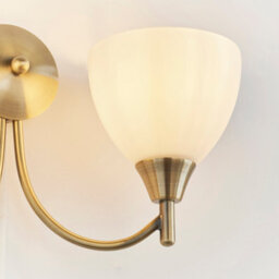 Anson Lighting Royal Antique Brass And Opal Glass 2 Light Wall Light - thumbnail 7