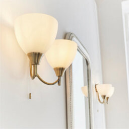 Anson Lighting Royal Antique Brass And Opal Glass 2 Light Wall Light - thumbnail 4