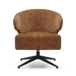 Swivel Accent Chair In Burnt Orange Light Brown Textured Chenille Fabric - thumbnail 2