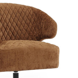 Swivel Accent Chair In Burnt Orange Light Brown Textured Chenille Fabric - thumbnail 6