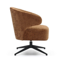Swivel Accent Chair In Burnt Orange Light Brown Textured Chenille Fabric - thumbnail 4