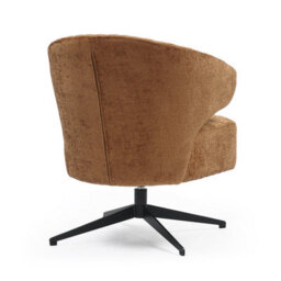 Swivel Accent Chair In Burnt Orange Light Brown Textured Chenille Fabric - thumbnail 5