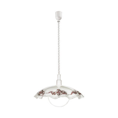 Height Adjustable Pendant Ceiling Light In White, Purple, And Black Satin Glass - image 1