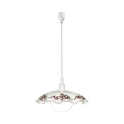 Height Adjustable Pendant Ceiling Light In White, Purple, And Black Satin Glass