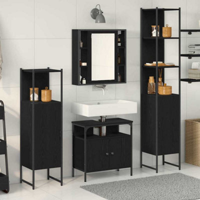 Walplus Bathroom Cabinet Set Other 4 Pcs Black Oak 33 X 33 X 185.5 Cm - image 1
