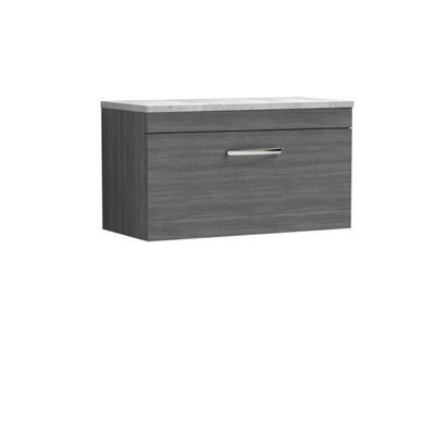 Balterley Millwich Contemporary 1 Drawer Wall Hung Vanity Unit With Laminate Black Galaxy Granite Worktop, 800mm - image 1