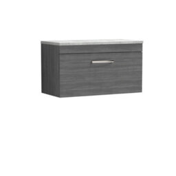Balterley Millwich Contemporary 1 Drawer Wall Hung Vanity Unit With Laminate Black Galaxy Granite Worktop, 800mm - thumbnail 1