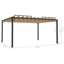 Vidaxl Gazebo With Louvered Roof 3X4 M Taupe Fabric And Aluminium - thumbnail 3
