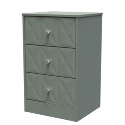 Genoa Ready Assembled Matt Green No Effect 3 Drawer Bedside Chest (H)726mm (W)450mm (D)395mm - thumbnail 2