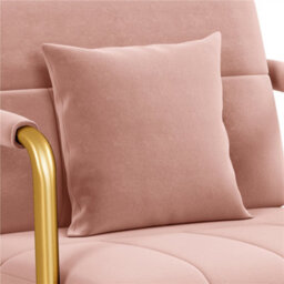 Yaheetech Pink Velvet Accent Armchair With Cozy Pillow And Gold Metal Frame - thumbnail 7