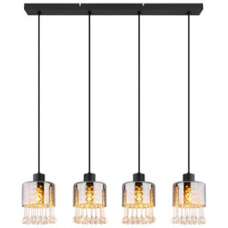Luminosa Lighting Luminosa Hendry Bar Pendant Ceiling Light Matt Black Smoke Glass Shade 4X E27 - thumbnail 3