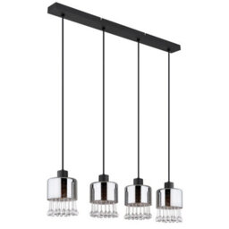 Luminosa Lighting Luminosa Hendry Bar Pendant Ceiling Light Matt Black Smoke Glass Shade 4X E27 - thumbnail 2