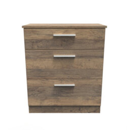 Trent 3 Drawer Deep Chest Of Drawers In Vintage Oak (Ready Assembled) - thumbnail 1