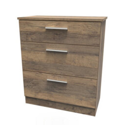 Trent 3 Drawer Deep Chest Of Drawers In Vintage Oak (Ready Assembled) - thumbnail 3