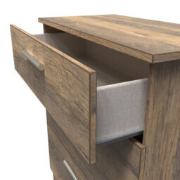 Trent 3 Drawer Deep Chest Of Drawers In Vintage Oak (Ready Assembled) - thumbnail 5