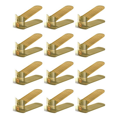 Hygrad Built to Survive Clear Adjustable Acrylic Shoe Slot Organizer 12 Pack Stackable Space Saver Rack For Closet & Wardrobe, 3-Height Shoe Holder Gold - image 1