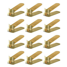 Hygrad Built to Survive Clear Adjustable Acrylic Shoe Slot Organizer 12 Pack Stackable Space Saver Rack For Closet & Wardrobe, 3-Height Shoe Holder Gold - thumbnail 1