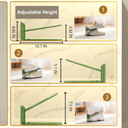 Hygrad Built to Survive Clear Adjustable Acrylic Shoe Slot Organizer 12 Pack Stackable Space Saver Rack For Closet & Wardrobe, 3-Height Shoe Holder Gold - thumbnail 3