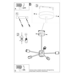 Sollux Lighting Lango Steel Black 5 Light Classic Chandelier - thumbnail 5