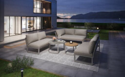 Btm 7 Seater Outdoor Garden Lounge Setcorner Sofa With Galvanized Iron Frame, Adjustable Legs & Cushions (Beige) - thumbnail 9