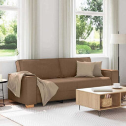 Vidaxl 3-Seater Sofa With Cushion Brown Fabric - thumbnail 1