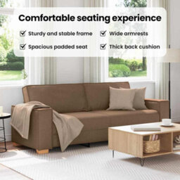 Vidaxl 3-Seater Sofa With Cushion Brown Fabric - thumbnail 8