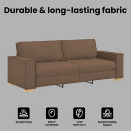 Vidaxl 3-Seater Sofa With Cushion Brown Fabric - thumbnail 7