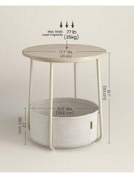 LEDREM Side Table, Round End Table With Fabric Basket, For Living Room Bedroom, Bedside Table, Modern Style - thumbnail 6