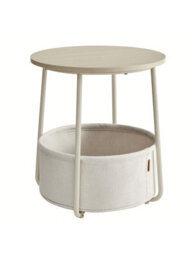 LEDREM Side Table, Round End Table With Fabric Basket, For Living Room Bedroom, Bedside Table, Modern Style - thumbnail 7