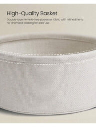 LEDREM Side Table, Round End Table With Fabric Basket, For Living Room Bedroom, Bedside Table, Modern Style - thumbnail 4