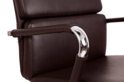 Teknik Deco Executive Chair In Brown Faux Leather With Chrome Arms And Base - thumbnail 3