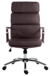 Teknik Deco Executive Chair In Brown Faux Leather With Chrome Arms And Base - thumbnail 2