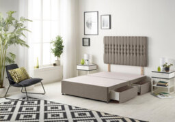 Somnior Beds Somnior Galaxy Tweed Coffee Divan Bed Base With 2 Drawers And Headboard - Small Single - thumbnail 1