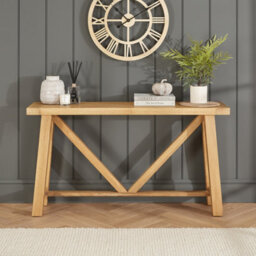 The Furniture Market Marbury Oak Large Trestle Console Hall Table