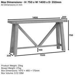The Furniture Market Marbury Oak Large Trestle Console Hall Table - thumbnail 9