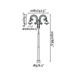 Luminosa Lighting Luminosa Nautica 2 Light Lamp Post Rust Brown, E27 - thumbnail 2