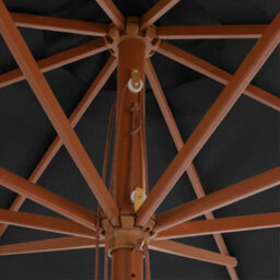 Berkfield Outdoor Parasol With Wooden Pole 350 Cm Anthracite - thumbnail 3