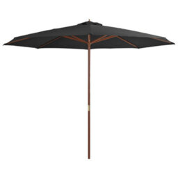 Berkfield Outdoor Parasol With Wooden Pole 350 Cm Anthracite - thumbnail 1