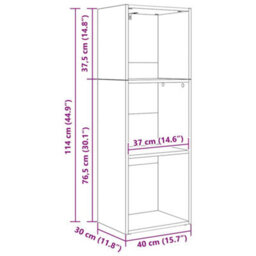 Berkfield Bookcase Black Oak 40 X 30 X 114 Cm Engineered Wood - thumbnail 8