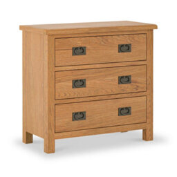 Surrey Oak 3 Drawer Chest Fully Assembled - By Roseland Furniture